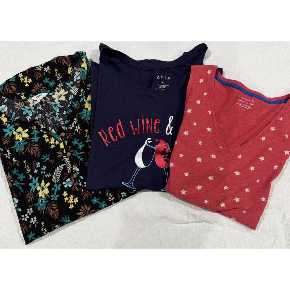 Womens Tank Top Bundle Tahari Apt 9 Sonoma Floral Star Graphic Red Blue XL L